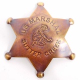 SUTTER CREEK US MARSHAL 6 POINT STAR BADGE