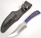 HUNTING KNIFE W/ BLUE HANDLE & SHEATH