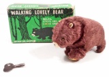 VINTAGE C. 1950'S JAPAN TIN WIND-UP WALKING LOVELY BEAR