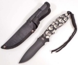 FIXED BLADE HUNTING KNIFE W/ SKULL HANDLE & SHEATH