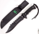 FIXED BLADE HUNTING KNIFE W/ RAZOR BACK & SHEATH