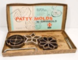 VINTAGE GRISWOLD CAST IRON PATTY MOLDS IN THE ORIGINAL BOX