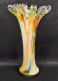 VINTAGE HAND BLOWN SWIRLED ART GLASS VASE