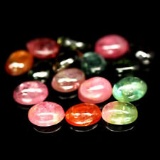 17.15 CT REAL! UNHEATED 16PCS FANCY COLOR NIGERIA TOURMALINE OVAL CABOCHON