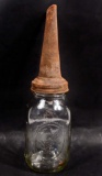 VINTAGE MASON JAR OIL BOTTLE W/ METAL SPOUT