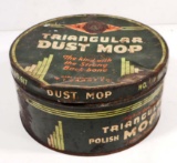 VINTAGE TRIANGULAR DUST MOP ADVERTISING TIN