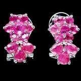 NATURAL PINK RUBY 925 STERLING SILVER EARRINGS WHITE GOLD PLATED