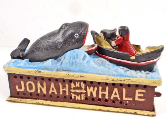 CAST IRON JOHAH AND THE WHALE MECHANICAL BANK