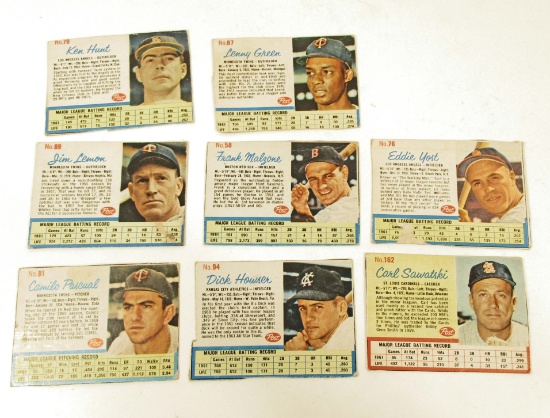 LOT OF 8 1962 POST BASEBALL CARDS - YOST