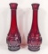 LOT OF 2 VINTAGE RED GLASS VASES