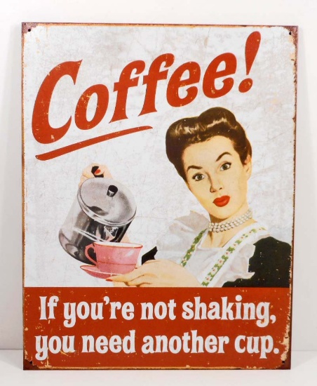 COFFEE NOT SHAKING FUNNY  METAL SIGN