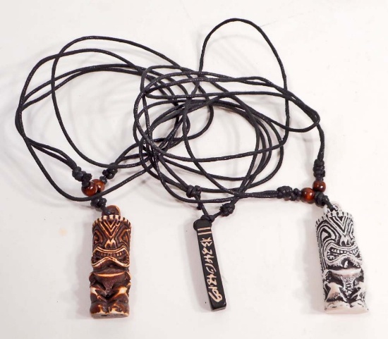 LOT OF 2 VINTAGE TIKI NECKLACES