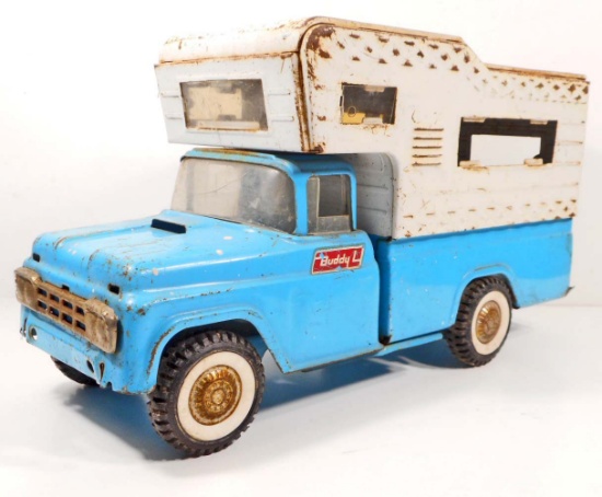 VINTAGE BUDDY L PRESSED STEEL CAMPER TRUCK