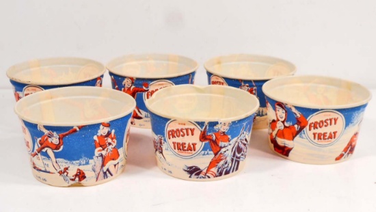 LOT OF 6 VINTAGE FROSTY TREAT ADVERTISING CUPS