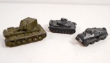 LOT OF 3 VINTAGE METAL ARMY TANKS