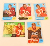 LOT OF 5 VINTAGE 1968 TOPPS FOOTBALL CARDS