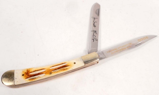 THE PRESIDENTS MILLENNIUM TRAPPER KNIFE W/ BONE HANDLE