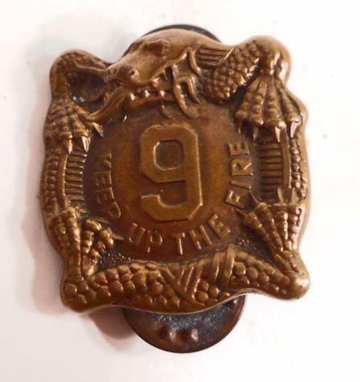 VINTAGE US ARMY 9TH INFANTRY REGIMENT KEEP UP THE FIRE SNAKE PIN