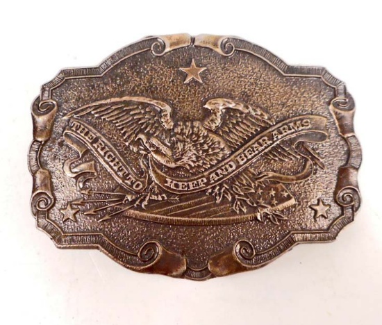 VINTAGE HEAVY RIGHT TO KEEP AND BEAR ARMS BELT BUCKLE