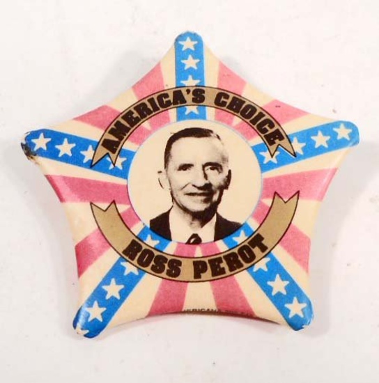 VINTAGE ROSS PEROT AMERICA'S CHOISE CELLULOID POLITICAL PINBACK BUTTON