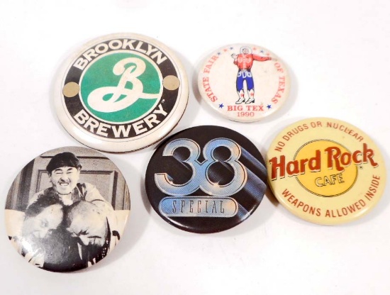 LOT OF 5 VINTAGE PINBACK BUTTONS