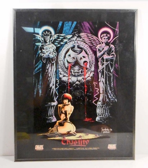 RARE LIMITED EDITION CHASTITY CHAOS COMICS POSTER - FRAMED