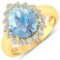 14KT Yellow Gold 2.3ct Aquamarine and Diamond Ring
