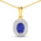 14KT Yellow Gold 1.09ct Tanzanite and Diamond Pendant with Chain