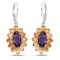 Plated Rhodium 6.54ctw Amethyst and Citrine Earrings