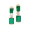 Plated 18KT Yellow Gold 2.50ctw Green Agate and Diamond Earrings
