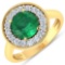 14KT Yellow Gold 1.8ct Zambian Emerald and Diamond Ring