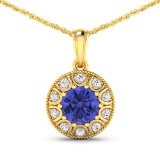 14KT Yellow Gold 2.02ctw Tanzanite and Diamond Pendant