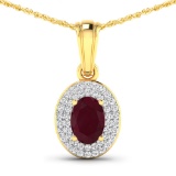 14KT Yellow Gold 0.85ctw Ruby and Diamond Pendant