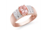 14KT Rose Gold 1.23ct Morganite and Diamond Ring