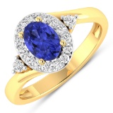 14KT Yellow Gold 0.62ctw Tanzanite and Diamond Ring