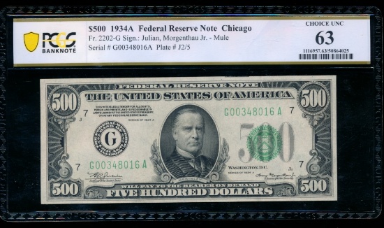 1934A $500 Chicago FRN PCGS 63