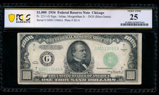 1934 $1000 Chicago FRN PCGS 25