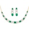 Plated 18KT Yellow Gold 6.10ctw Green Agate and Diamond Pendant with Chain and Earrings