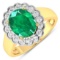 14KT Yellow Gold 2.03ctw Zambian Emerald and Diamond Ring