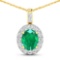 14KT Yellow Gold 2.15ctw Zambian Emerald and Diamond Pendant