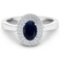 14KT White Gold 0.90ct Blue Sapphire and Diamond Ring
