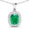 14KT White Gold 2.5ctw Zambian Emerald and Diamond Pendant