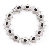 Plated Rhodium 7.45cts Sapphire Bracelet