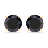 14KT Yellow Gold 4.30ctw Black Diamond Earrings