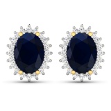 14KT Yellow Gold 2.60ctw Blue Sapphire and Diamond Earrings