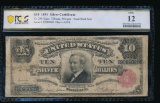 1891 $10 Tombstone Silver Certificate PCGS 12