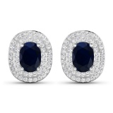 14KT White Gold 1.5ctw Blue Sapphire and Diamond Earrings