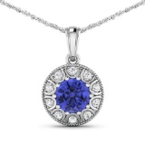 14KT White Gold 2.02ctw Tanzanite and Diamond Pendant