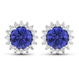 14KT White Gold 1.44ctw Tanzanite and Diamond Earrings