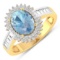 14KT Yellow Gold 1.28ctw Aquamarine and Diamond Ring